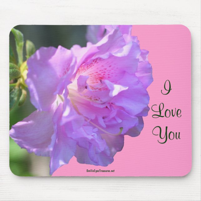 Alfombrilla De Ratón Te amo foto rosada Mousepad de la flor de la (Frente)