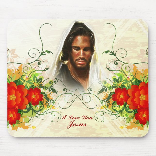 Alfombrilla De Ratón Te Amo Jesús / Resumen Art 42A Mousepad (Frente)