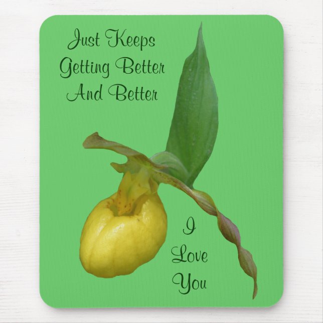 Alfombrilla De Ratón Te Amo Lady Slipper Flower Photo Mousepad (Frente)