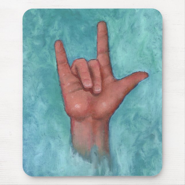 Alfombrilla De Ratón Te amo: Lenguaje de signos americano: Mano (Frente)