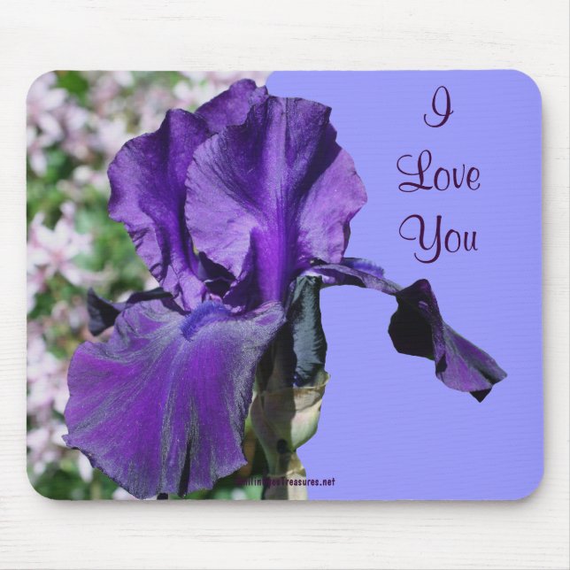 Alfombrilla De Ratón Te Amo Morple Iris Flower Photo Mousepad (Frente)