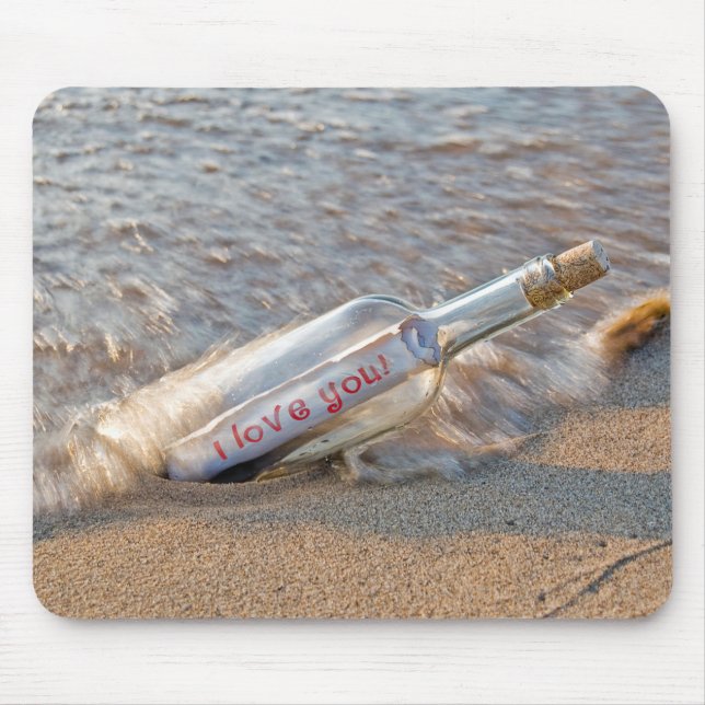Alfombrilla De Ratón Te amo un mensaje en una botella (Frente)