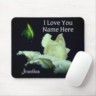Alfombrilla De Ratón Te Amo White Rosebud Personalizado