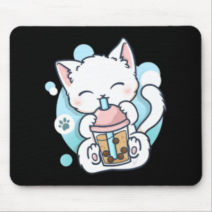 Alfombrilla De Ratón Té de burbuja de té Boba Kawaii Anime japonés Neko