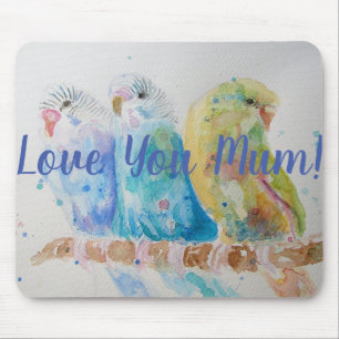 Alfombrilla De Ratón Te encanta Mamá Budgie Bird Computadora Ratón Mat