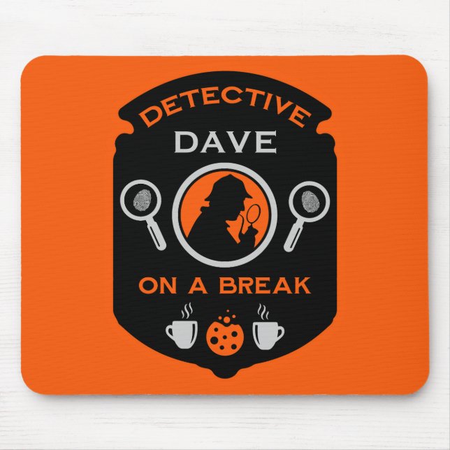 Alfombrilla De Ratón Té Gracioso Y Café Con Tema Detective (Frente)