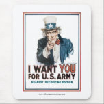 Alfombrilla De Ratón "Te Quiero" Tío Sam Mousepad<br><div class="desc">"I Want You",  imagen poster del Tío Sam,  vintage de la Primera Guerra Mundial impresa en un tabique.</div>