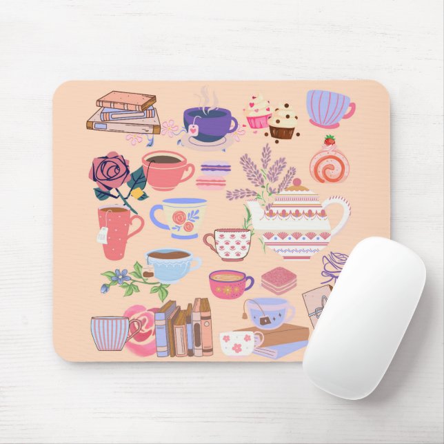 Alfombrilla De Ratón Té Y Libros (Con ratón)