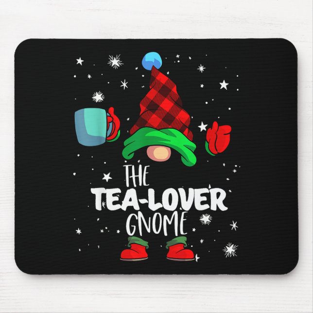Alfombrilla De Ratón Tea Lover Gnome Red Buffalo Plaid Matching Family  (Frente)