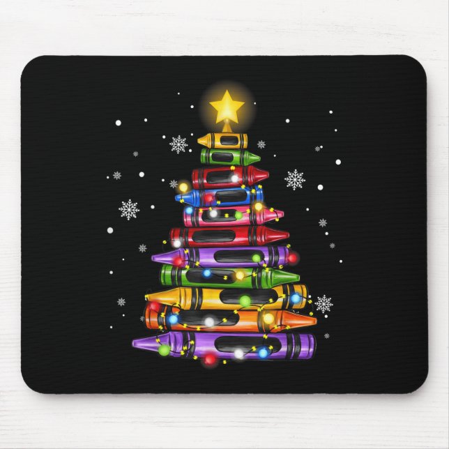Alfombrilla De Ratón Teacher Crayon Christmas Tree Lights Student Schoo (Frente)