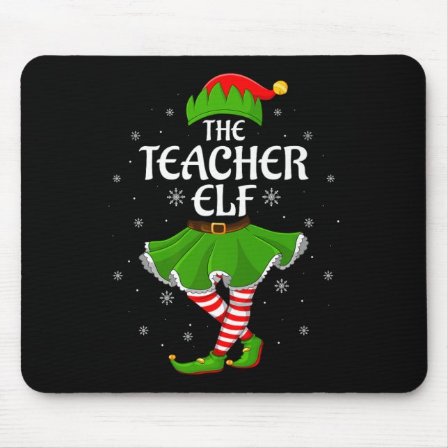 Alfombrilla De Ratón Teacher Elf Christmas Family Girls Women Elf Squad (Frente)