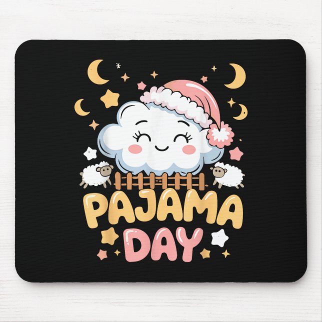 Alfombrilla De Ratón Teacher Pajama Day Shirt, Funny Cloud Sleever Scho (Frente)