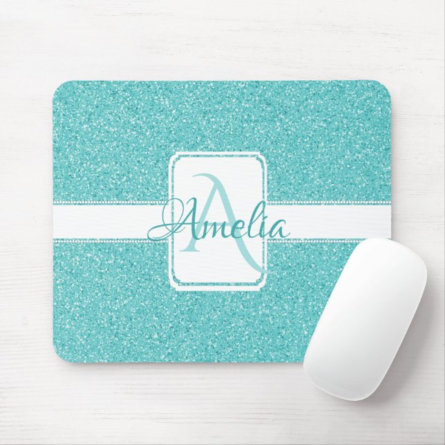 Alfombrilla De Ratón Teal Glitter Personalized Mouse Pad (Con ratón)