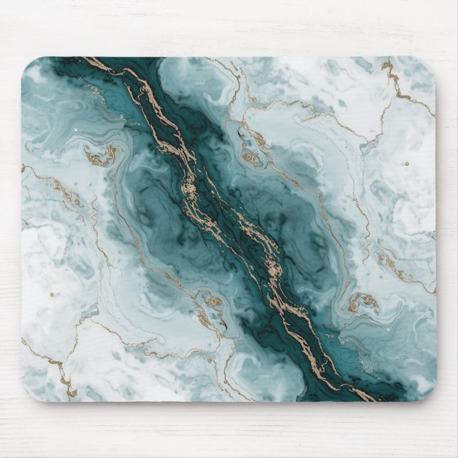 Alfombrilla De Ratón Teal Marble & Gold Vein Mousepad (Frente)