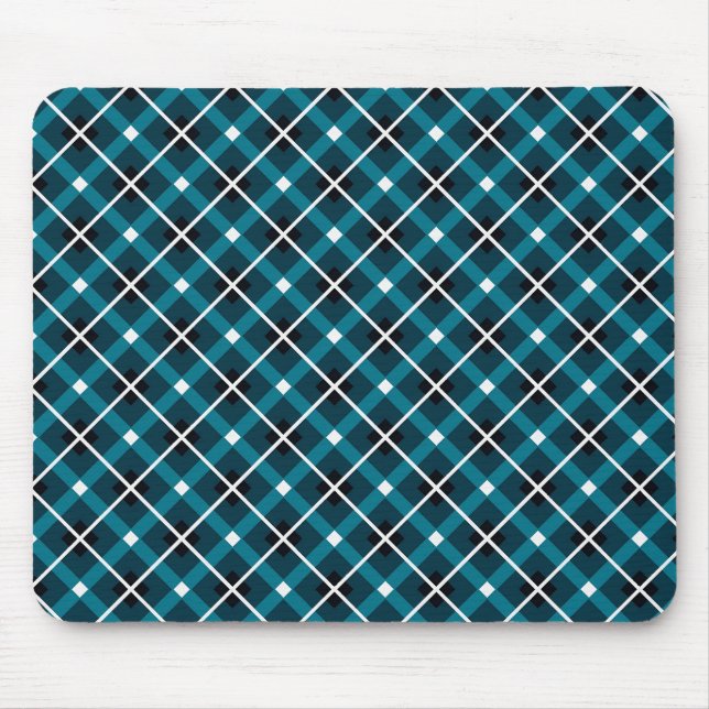 Alfombrilla De Ratón Teal & Navy Geometric Grid Pattern (Frente)