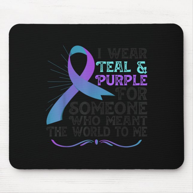 Alfombrilla De Ratón Teal Purple Ribbon For Suicide Prevention Awarenes (Frente)