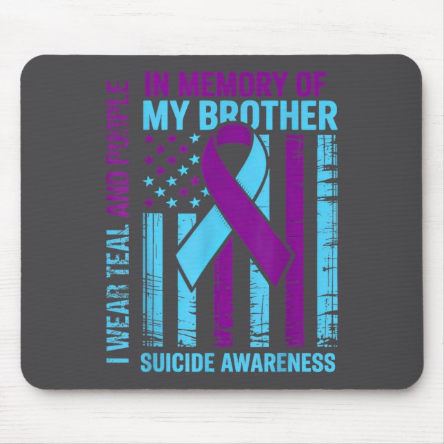 Alfombrilla De Ratón Teal Purple Ribbon Suicide Awareness Flag Brother  (Frente)