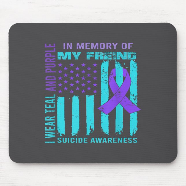 Alfombrilla De Ratón Teal Purple Ribbon Suicide Awareness Flag Freind B (Frente)