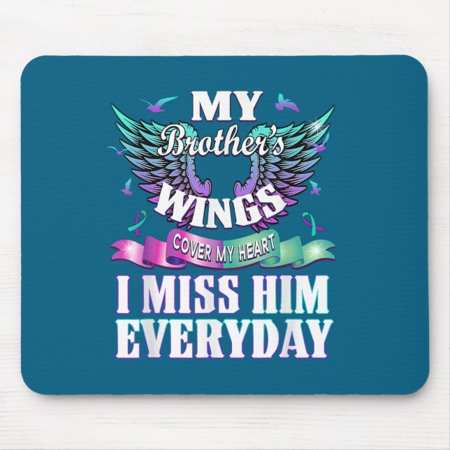 Alfombrilla De Ratón Teal Purple Ribbon Suicide Awareness Flag I Miss M (Frente)