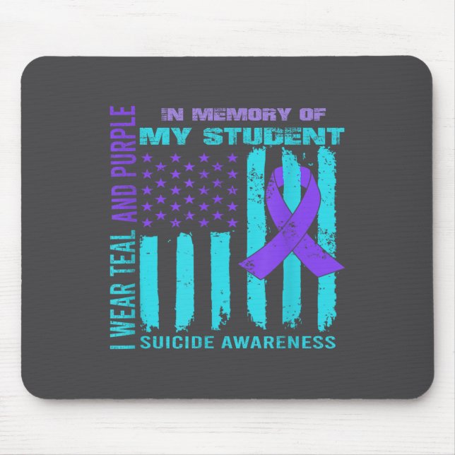 Alfombrilla De Ratón Teal Purple Ribbon Suicide Awareness Flag Student  (Frente)