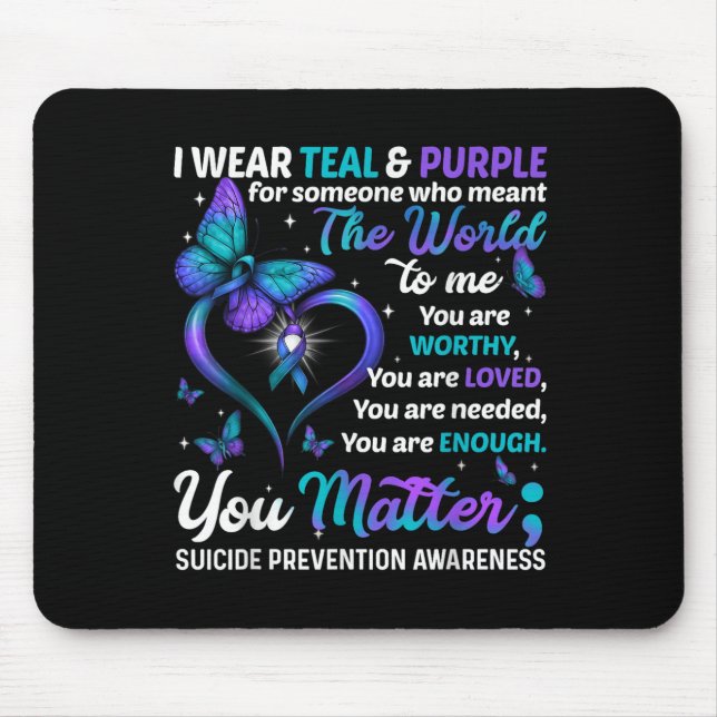Alfombrilla De Ratón Teal Purple You Suicide Prevention Awareness Month (Frente)