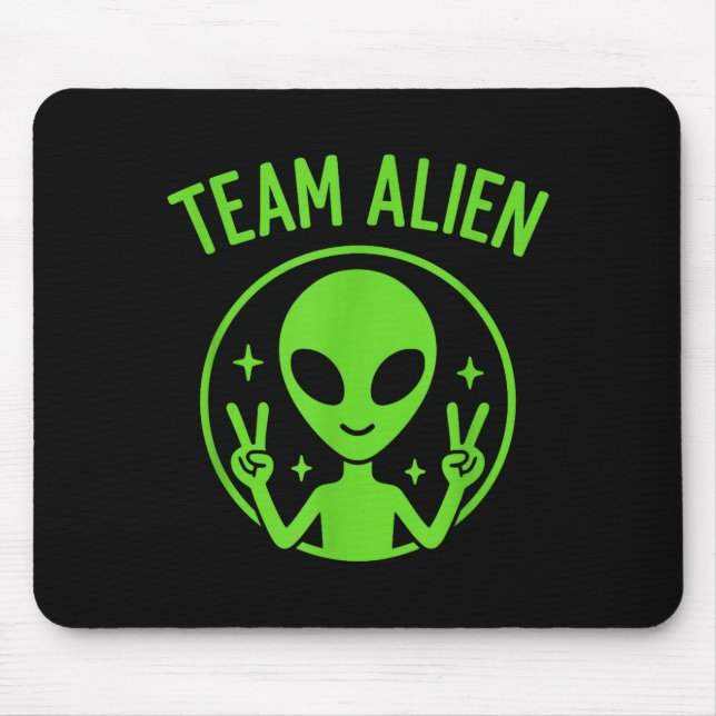 Alfombrilla De Ratón Team Alien – Funny Green Extraterrestrial Peace Si (Frente)