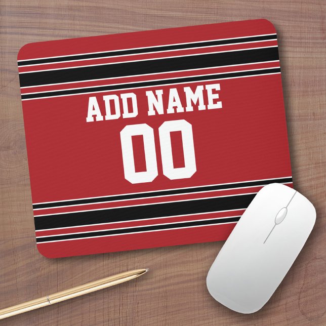 Alfombrilla De Ratón Team Jersey con nombre y número personalizados (Personalized Mousepad - Sports Jersey Theme with custom name)