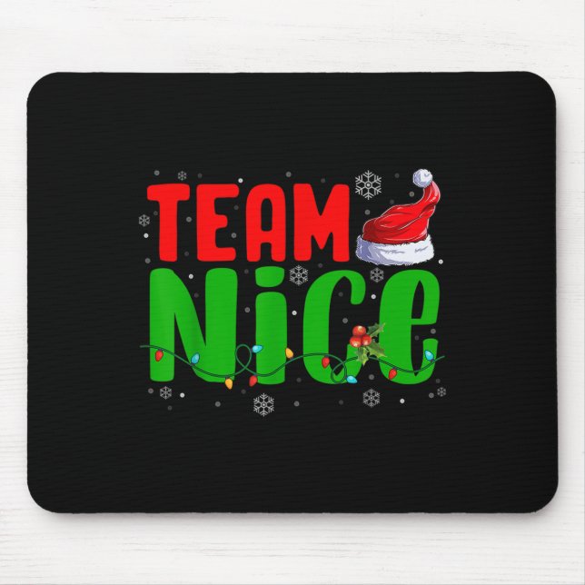 Alfombrilla De Ratón Team Naughty Nice Santa Hat Funny Christmas Matchi (Frente)