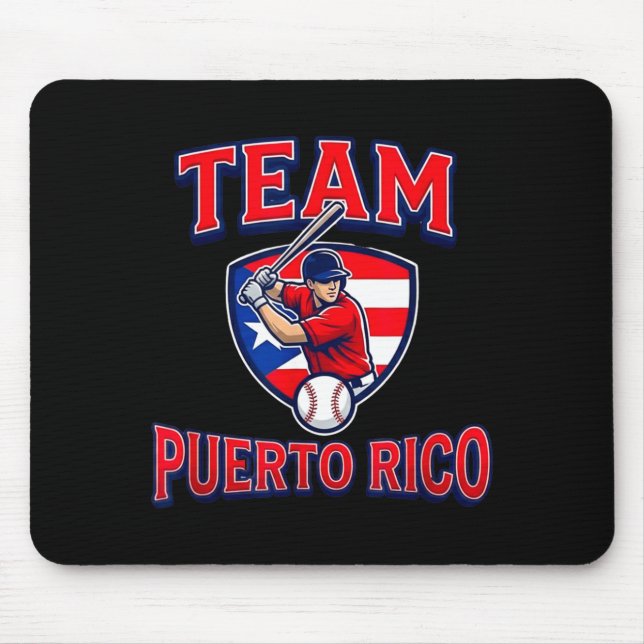 Alfombrilla De Ratón Team Puerto Rico Baseball Flag Patriotic  (Frente)