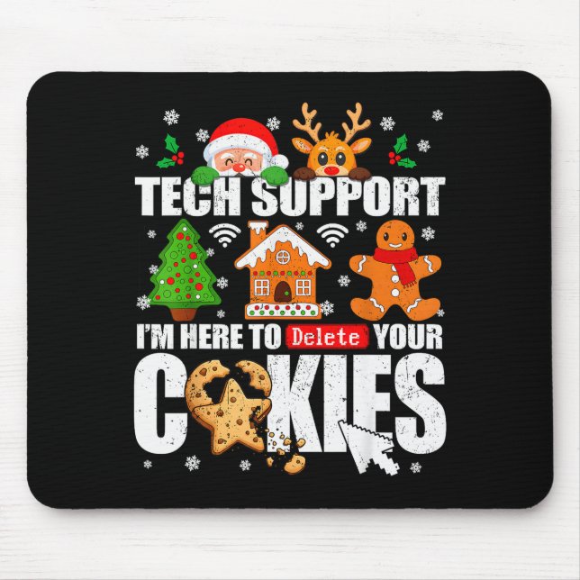 Alfombrilla De Ratón Tech Suprt Delete Your Cookies Men Ugly Christmas  (Frente)