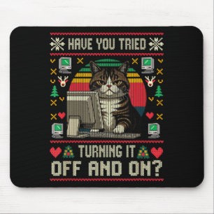 Alfombrilla De Ratón Tech Suprts Cat Ingeniero Informático Ugly Christm