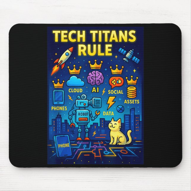 Alfombrilla De Ratón Tech Titans Rule Funny Big Technology Satire Wer G (Frente)