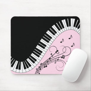Alfombrilla De Ratón Teclado de piano Diseño de música en blanco y negr