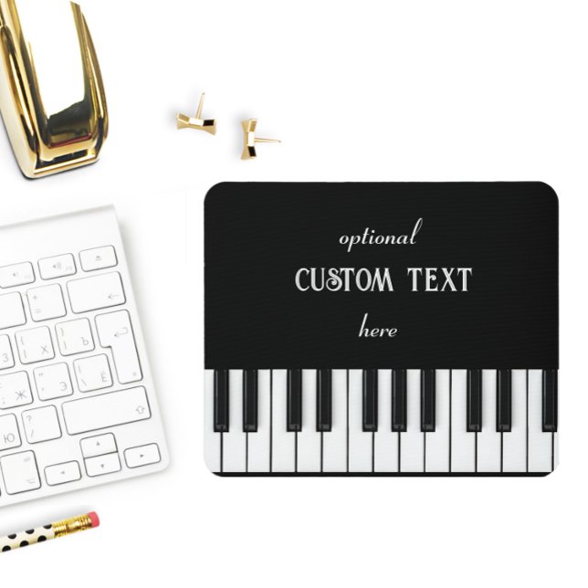 Alfombrilla De Ratón Teclado de piano y texto de personalizable en blan (Piano keyboard mouse mat with text you can customize)