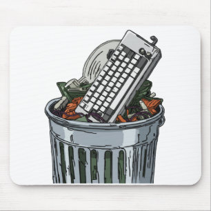Alfombrilla De Ratón Teclado en cubo de basura