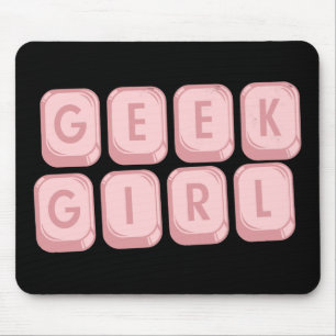Alfombrilla De Ratón Teclado Mousepad del rosa del chica del friki