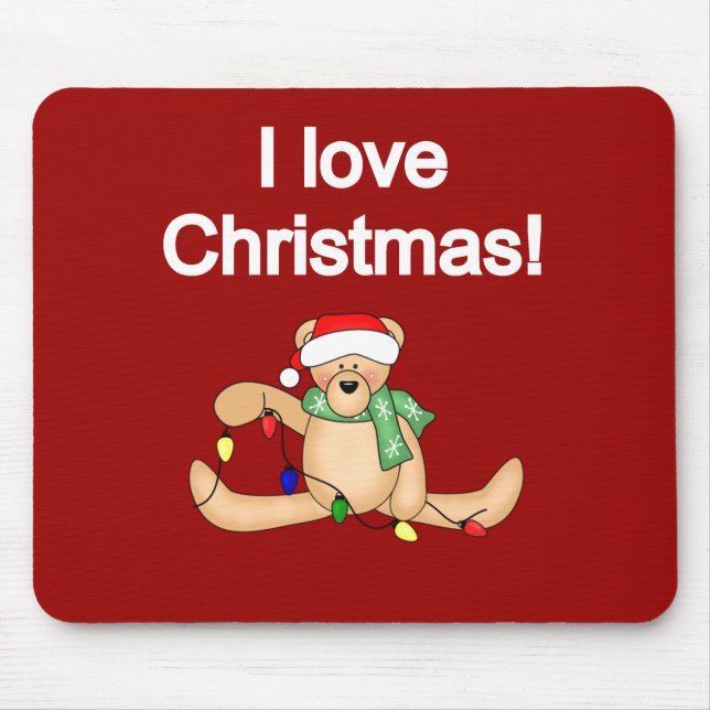 Alfombrilla De Ratón Teddy Bear I Love Navidades Tshirts and Gifts (Frente)