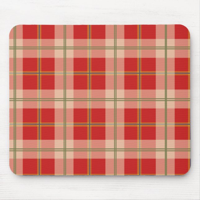 Alfombrilla De Ratón Tela escocesa amarilla roja Mousepad del verde (Frente)