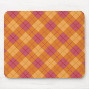 Alfombrilla De Ratón Tela escocesa diagonal en naranja y rosa