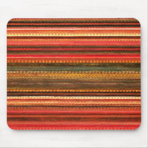 Alfombrilla De Ratón Tela Textil Rayas Rojo Naranja y Verde