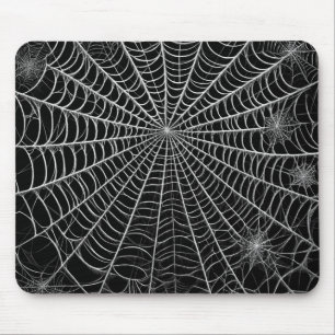 Alfombrilla De Ratón Telarañas de araña negras y blancas Halloween