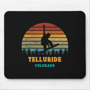 Alfombrilla De Ratón Telluride Colorado Vintage Sunset Snowboard Sno