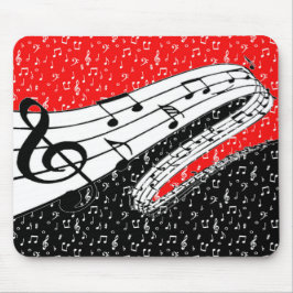Alfombrilla De Ratón tema de música rojo y negro
