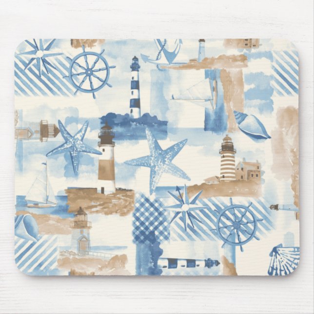 Alfombrilla De Ratón Tema del barco naútico del volante de anclaje oceá (Frente)