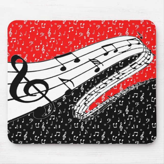 Alfombrilla De Ratón Tema musical rojo y negro (Frente)