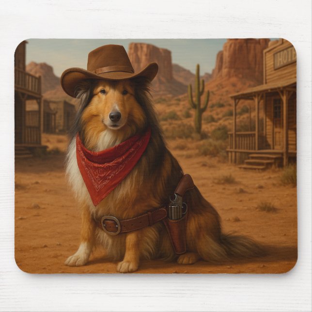 Alfombrilla De Ratón tema Western Sheltie (Frente)
