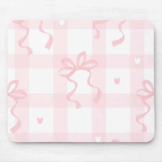 Alfombrilla de ratón temática Coquette rosa y blan (Frente)