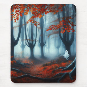 Alfombrilla De Ratón Tembloroso bosque de otoño con un fantasma