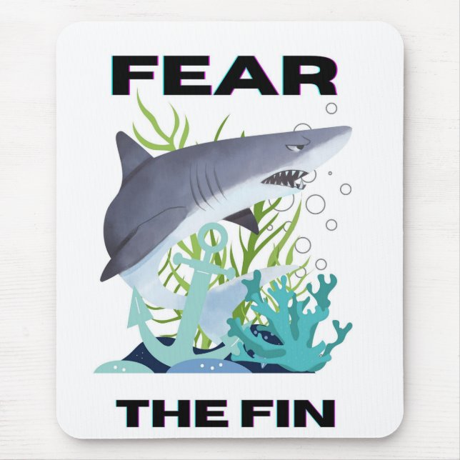 Alfombrilla De Ratón temer al tiburón aleta (Frente)