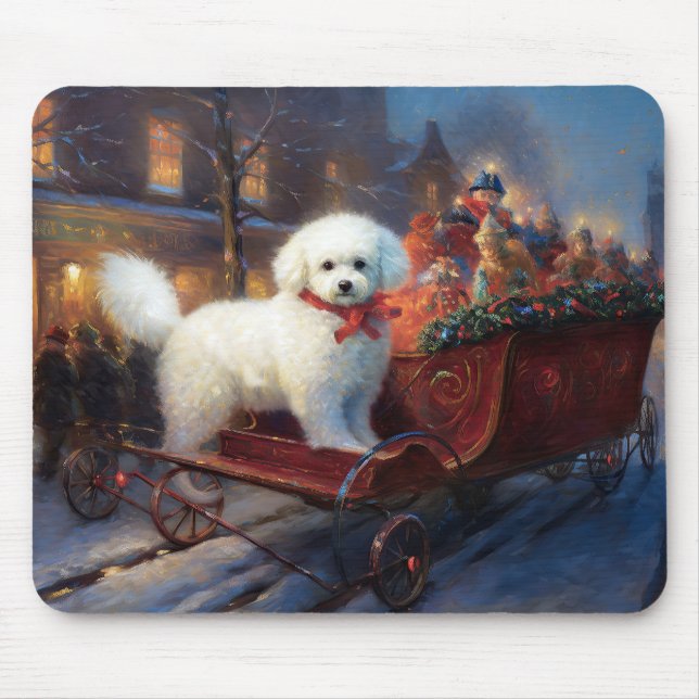 Alfombrilla De Ratón Temporada festiva de los Navidades Bichon Frise (Frente)